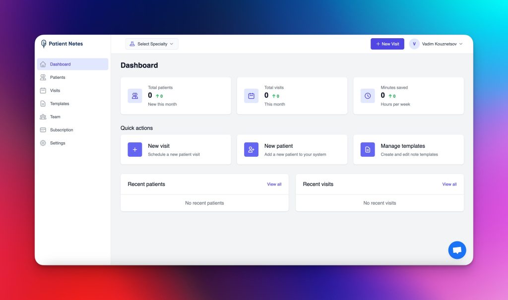 patientnotes.ai - dashboard